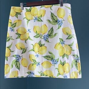 Talbots Lemon and Floral Print Skirt